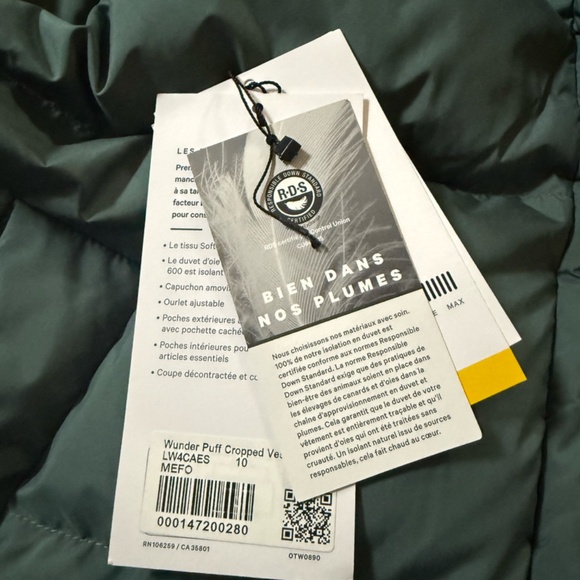 Lululemon Wunder Puff Cropped Vest Medium Forest US10 - Picture 8 of 9